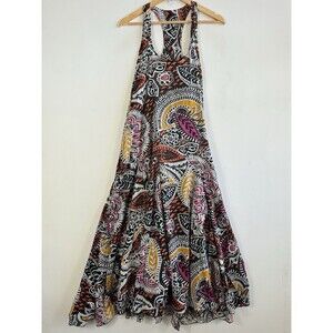 Aller Simplement Bold Euro Artsy Floral Flare Skirt Sun Dress Women's Medium NEW